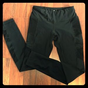 90 Degree Black Yoga Pants with mesh cutouts
